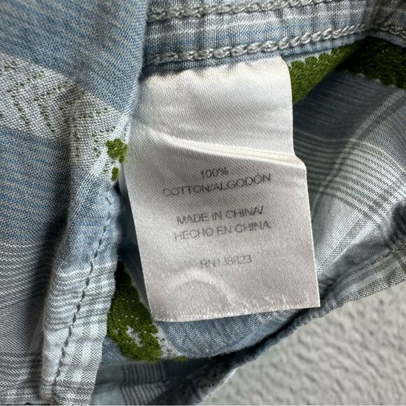 Moon Shine Pearl Snap Shirt Mens Large Blue Plaid Cactus Regular Fit Western - Picture 15 of 16